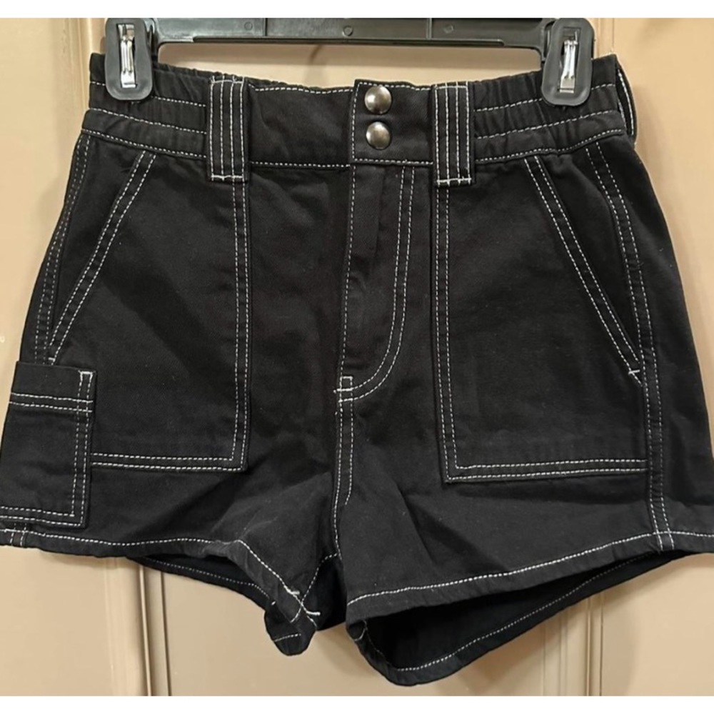 BDG Urban Outfitters Paperbag Denim Contrast Stitch High-Rise Skate Jean Shorts